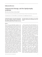 Antiretroviral therapy and the lipodystrophy syndrome