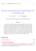 The lens of freshwater in a tropical island: The two interface case