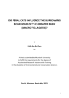 Do feral cats influence the burrowing behaviour of the greater bilby (Macrotis lagotis)?