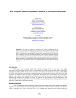 Wiki design for student assignments: Should it be prescribed or emergent?