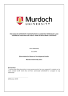 The role of community participation in achieving temporary land tenure security for the urban poor in developing countries
