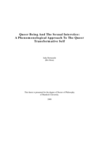 Queer being and the sexual interstice: A phenomenological approach to the queer transformative self