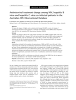 Antiretroviral treatment change among HIV, hepatitis B virus and hepatitis C virus co-infected patients in the Australian HIV Observational Database