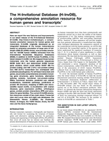 The H-Invitational Database (H-InvDB), a comprehensive annotation resource for human genes and transcripts.