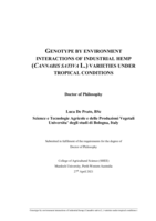 Genotype by environment interactions of industrial hemp (Cannabis sativa L.) varieties under tropical conditions