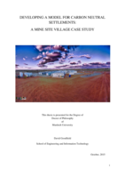 Developing a model for carbon neutral settlements: A mine site village case study