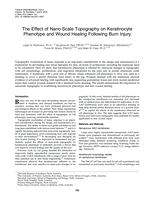 The effect of nano-scale topography on keratinocyte phenotype and wound healing following burn injury
