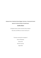 Gendered voice in Palestinian Women Bloggers' narratives: A postcolonial feminist approach to women writing in occupied spaces