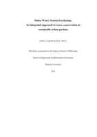 Mains Water Neutral Gardening: An integrated approach to water conservation in sustainable urban gardens