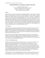 Individual differences and human computer interaction