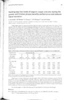 Feeding pigs low levels of organic copper and zinc during the grower and finisher phases benefits performance and reduces faecal excretion