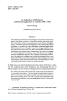 An antipodean establishment: Institutional Anglicanism in Australia, 1788–c. 1934