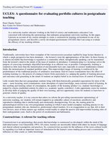 UCLES: A questionnaire for evaluating portfolio cultures in postgraduate teaching