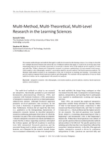 Multi-method, Multi-theoretical, Multi-level research in the learning sciences