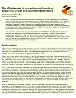 The effective use of interactive multimedia in education: Design and implementation issues