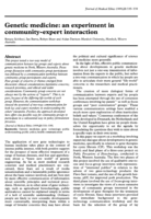 Genetic medicine: an experiment in community-expert interaction.
