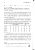 Pig housing affects the fatty acid profile of back fat and belly fat in growing pigs