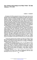 Slave Markets and Exchange in the Malay World: The Sulu Sultanate, 1770–1878