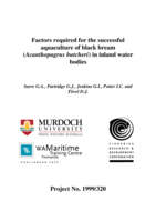 Factors required for the successful aquaculture of black bream (Acanthopagrus butcheri) in inland water bodies