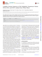 Complete genome sequences of the endophytic streptomyces strains EN16, EN23, and EN27, isolated from wheat plants