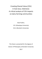 Creating Shared Value (CSV)in East Java, Indonesia: A critical analysis of CSV impacts on dairy farming communities
