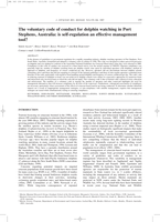 The voluntary code of conduct for dolphin watching in Port Stephens, Australia: is self-regulation an effective management tool?