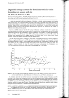Digestible energy content for Berkshire triticale varies depending on season and site