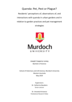 Quenda: Pet, Pest or Plague? Residents’ perceptions of, observations of, and interactions with quenda in urban gardens and in relation to garden practices and pet management strategies