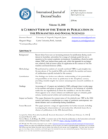 A current view of the Thesis by Publication in the Humanities and Social Sciences