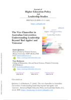 The Vice Chancellor in Australian Universities: Understanding Leadership Beyond ‘Bad Apples’ and ‘Unicorns’