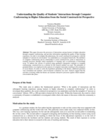 Understanding the quality of students’ interactions through computer conferencing in higher education from the social constructivist perspective