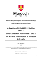 A revision of IEC 60891 2nd Edition 2009-12: Data correction procedures 1 and 2 PV module performance at Murdoch University