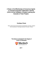 A study on the effectiveness of anonymous agents in Computer-Supported Collaborative Learning (CSCL) for the facilitation of student learning and execution of team projects