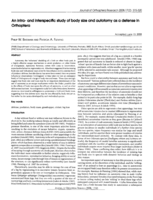 An intra- and interspecific study of body size and autotomy as a defense in Orthoptera
