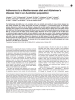 Adherence to a Mediterranean diet and Alzheimer’s disease risk in an Australian population
