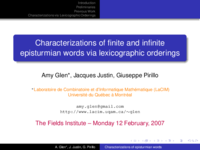 Characterizations of finite and infinite episturmian words via lexicographic orderings
