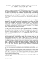 Cruise ship operators, their passengers, Australian consumer law and state civil liability acts - Part One