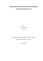 Hydroponics system for wastewater treatment and reuse in horticulture