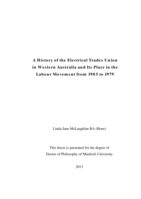A history of the electrical trades union in Western Australia and its place in the labour movement  from 1905 to 1979