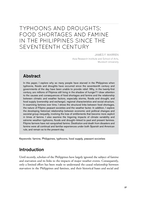 Typhoons and droughts: Food shortages and famine in the Philippines since the seventeenth century