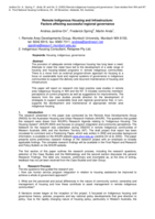 Remote indigenous housing and governance: Case studies from WA and NT