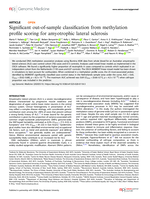 Significant out-of-sample classification from methylation profile scoring for amyotrophic lateral sclerosis