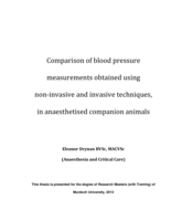 Comparison of blood pressure measurements obtained using non-invasive and invasive techniques, in anaesthetised companion animals