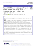 Potential risk factors and triggers for back pain in children and young adults. A scoping review, part I: Incident and episodic back pain