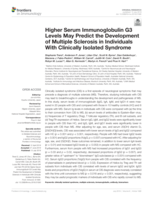 Higher serum immunoglobulin G3 levels may predict the development of multiple sclerosis in individuals with Clinically Isolated Syndrome