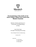 Ecomorphology of the skulls of red foxes (Vulpes vulpes) from south-west Western Australia