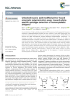 Unlocked nucleic acid modified primer-based enzymatic polymerization assay: Towards allele-specific genotype detection of human platelet antigens