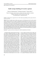 Stable isotope labelling of the Mediterranean fruit fly Ceratitis capitata (Diptera: Tephritidae)