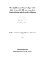 The significance of macroalgae to the diets of juvenile fish and ecosystem function in a tropical coral reef lagoon