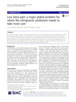 Low back pain: A major global problem for which the chiropractic profession needs to take more care